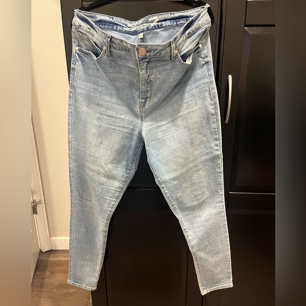 Seven7 high rise skinny light wash jeans